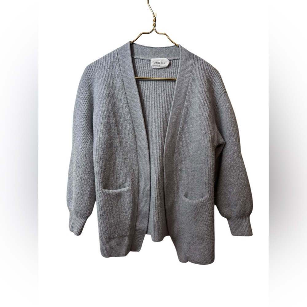 WILFRED Free | wool grey cardigan medium coastal minimalist preppy